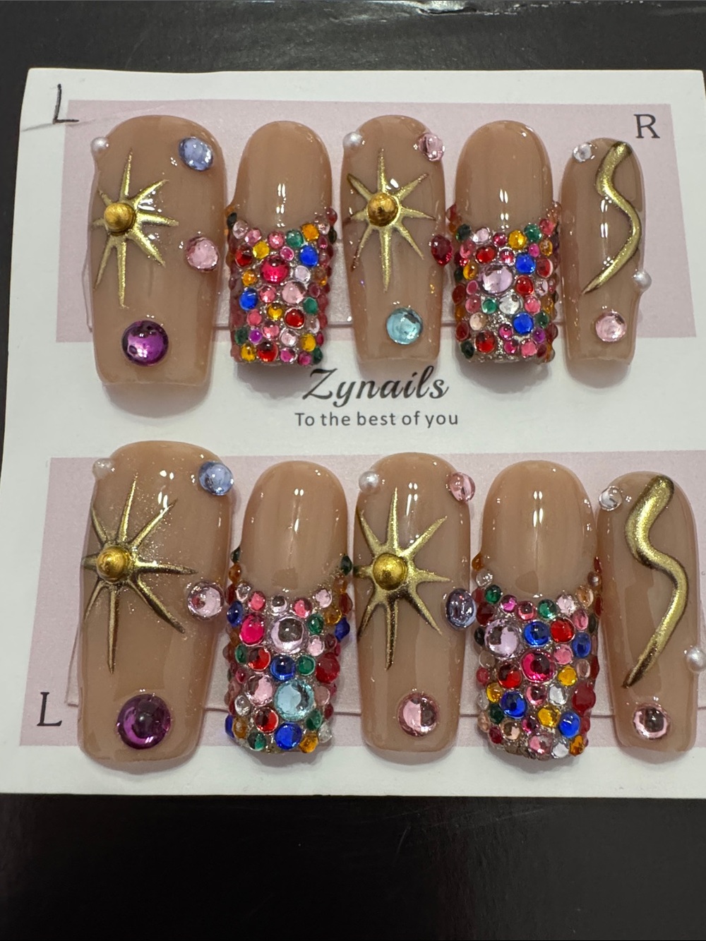 Nude Celestial Rhinestone Press-On Nail Set